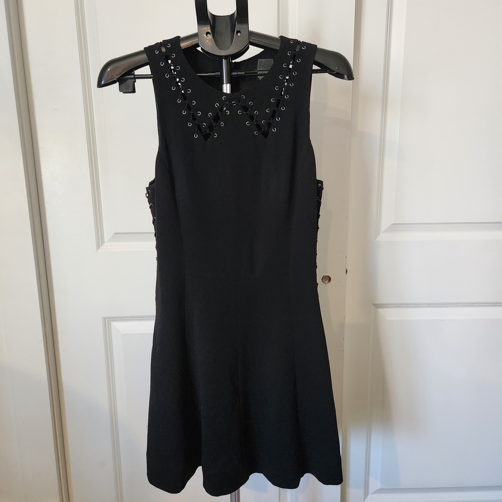 Rag & Bone Black Sleeveless Fit And Flare Dress With Studded Neckline